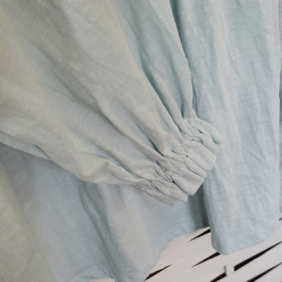 Boden Light Blue Navy Embroidered Boho Blouse Size 16/18 - Picture 3 of 5